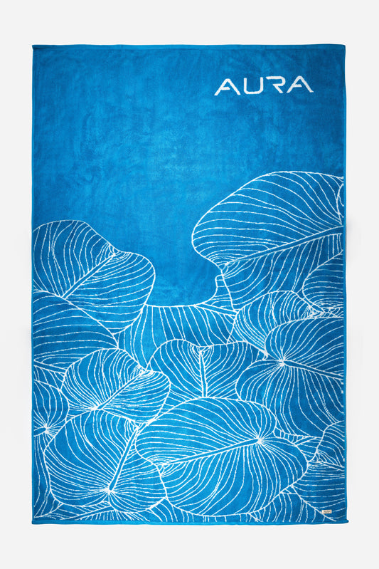 Oversized Beach Towel - Sky Blue Palm Leaf