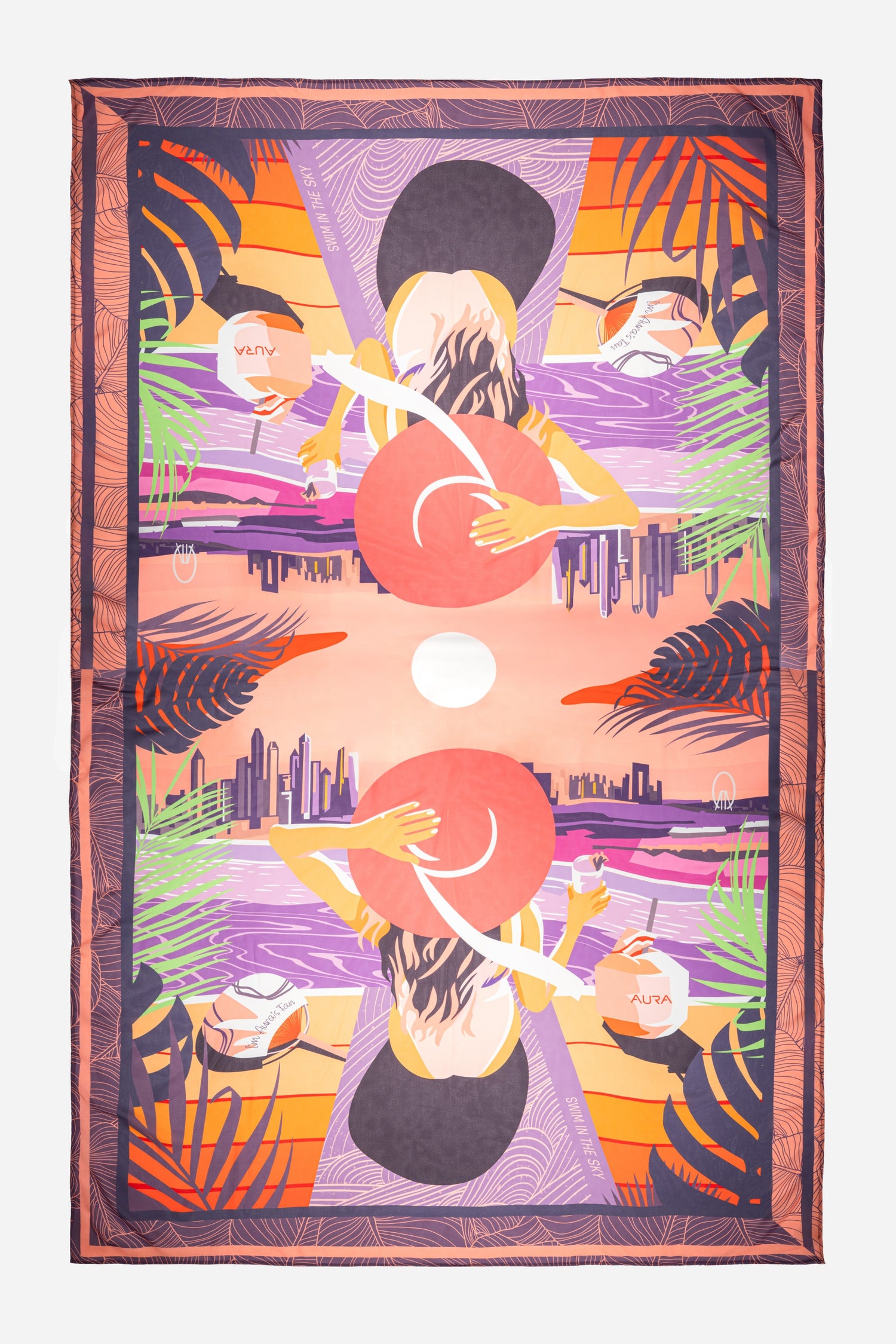 Dubai Skyline Sarong - Coral
