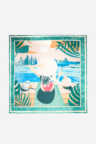 Dubai Skyline Scarf - Green