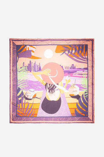 Dubai Skyline Scarf - Coral