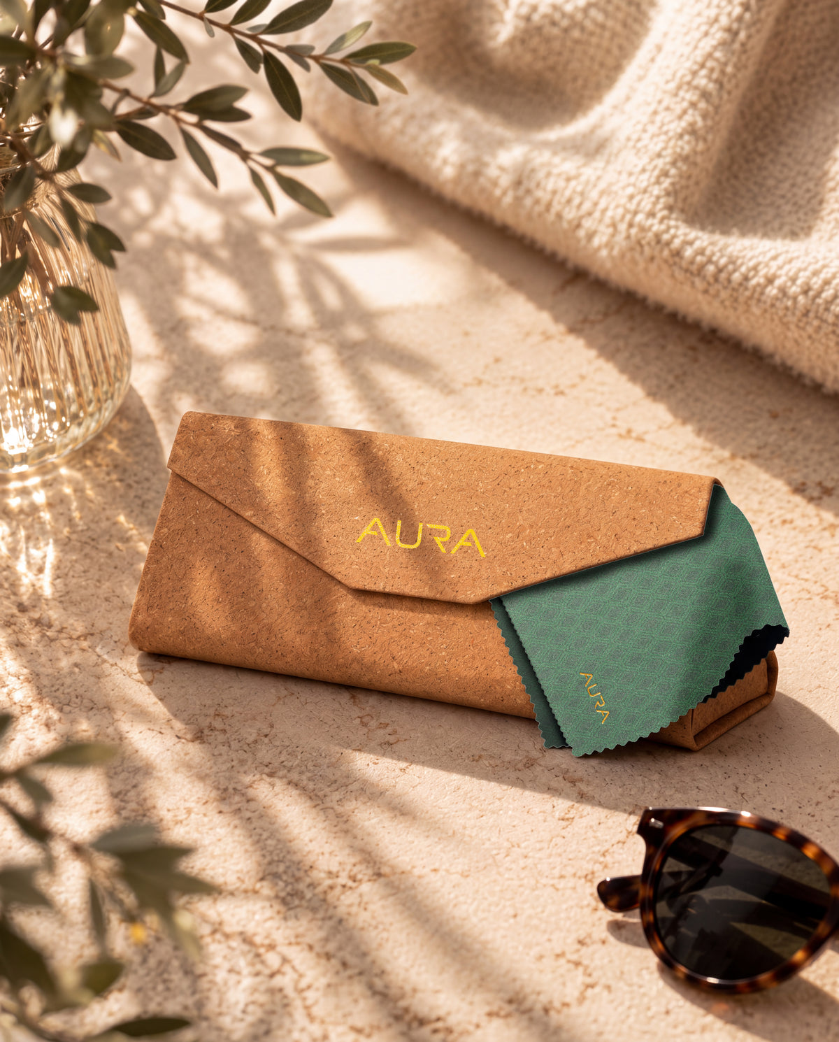 Sunglass Cork Case & Cleaning Cloth