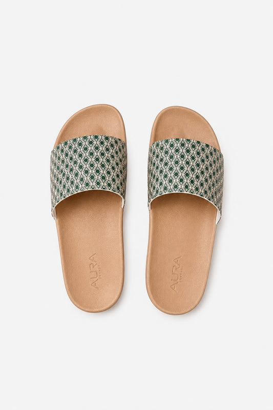 Monogram Sliders - Olive Green
