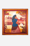 AURA Loves Jamelia Silk Scarf, full flat lay of the Jamelia capsule artwork