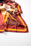 AURA Loves Jamelia Silk Scarf, draped close-up showing the Jamelia signature and rose print