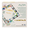 AURA Monopoly board game box, gold custom tokens and game board on display