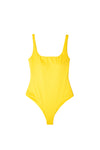 AURA Calypso one-piece swimsuit in citrus yellow with square neckline