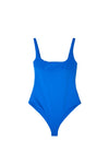 AURA Calypso one-piece swimsuit in ocean blue with square neckline