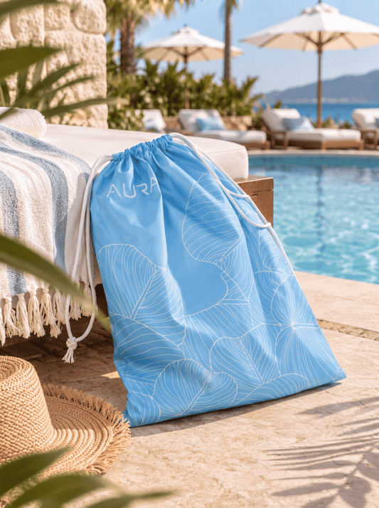 Canvas Drawstring Bag - Sky Blue