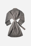 Cosy Robe charcoal grey back view with knotted tie belt