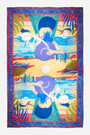 Dubai Skyline Sarong in indigo, flat lay, full mirrored skyline print