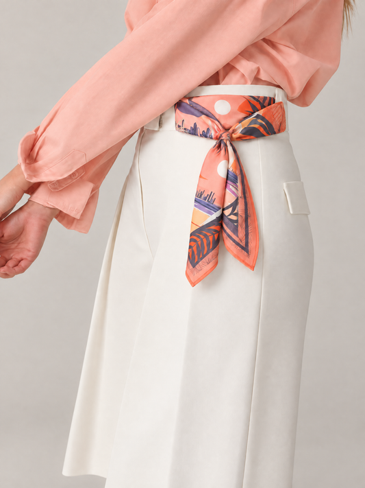 Dubai Skyline Mini Scarf - Coral