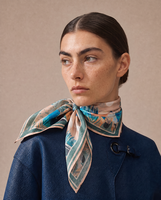 Dubai Skyline Mini Scarf - Green