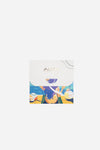 Dubai Skyline Mini Scarf in Indigo, AURA Skypool Boutique packaging front