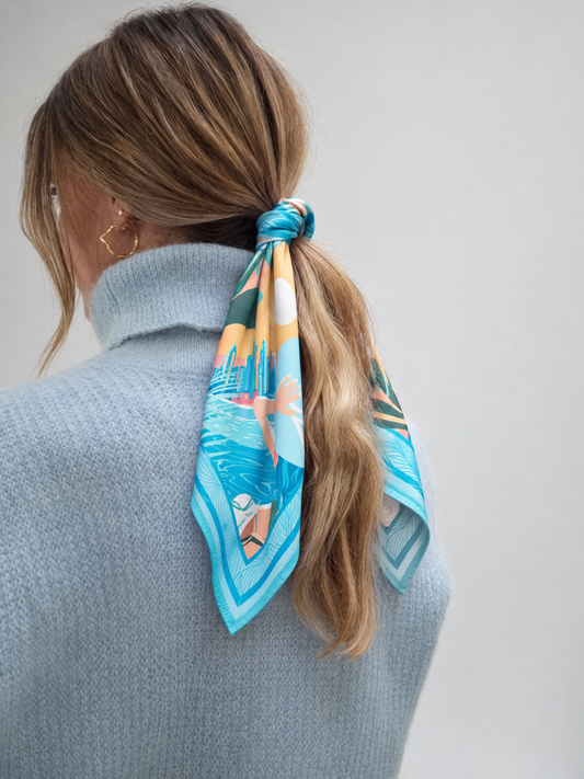 Dubai Skyline Mini Scarf - Sky Blue