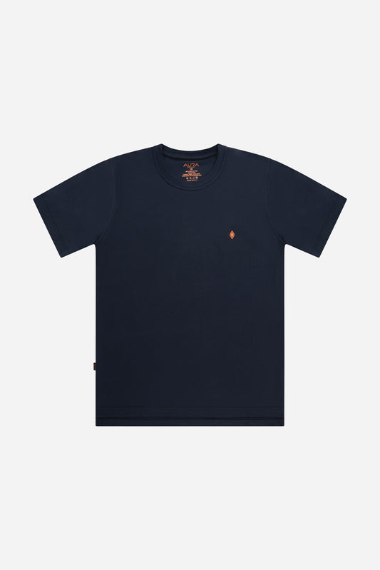 Essential T-shirt Navy Blue - Orange Monogram