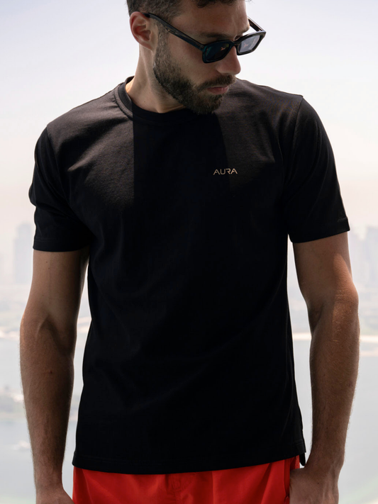 Essential T-shirt Black - Stone AURA
