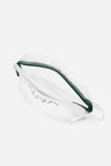 AURA Essential Pouch, clear frosted PVC with dark green zip