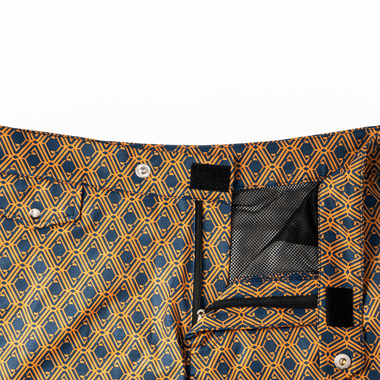Mariner Monogram Swim Shorts in Midnight Mirage, zip and snap closure with hidden mesh pocket