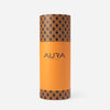 Monogram Sarong in Midnight Mirage, tube packaging back with AURA Skypool branding