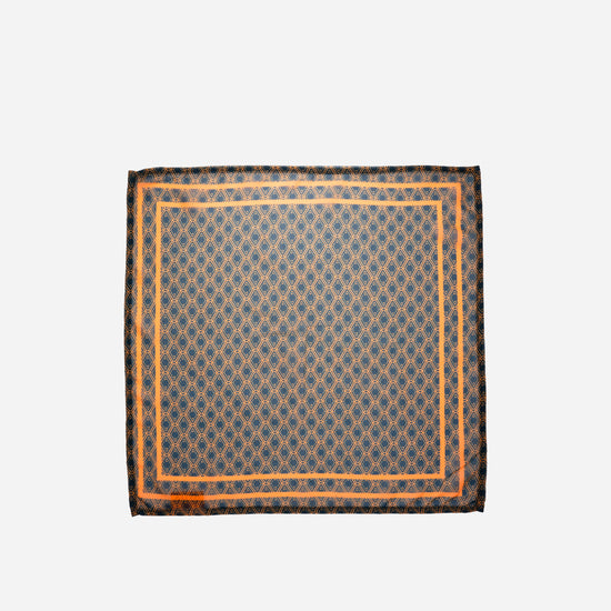 AURA Monogram Mini Scarf in Midnight Mirage, full flat lay of the diamond print in sheer chiffon