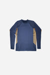 Monogram Rashguard Long Sleeve in Midnight Mirage, front flat lay with print side panels
