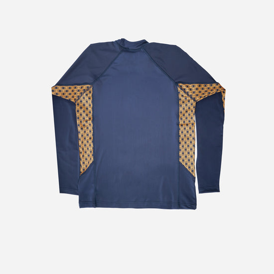 Monogram Rashguard Long Sleeve in Midnight Mirage, back flat lay with print side panels