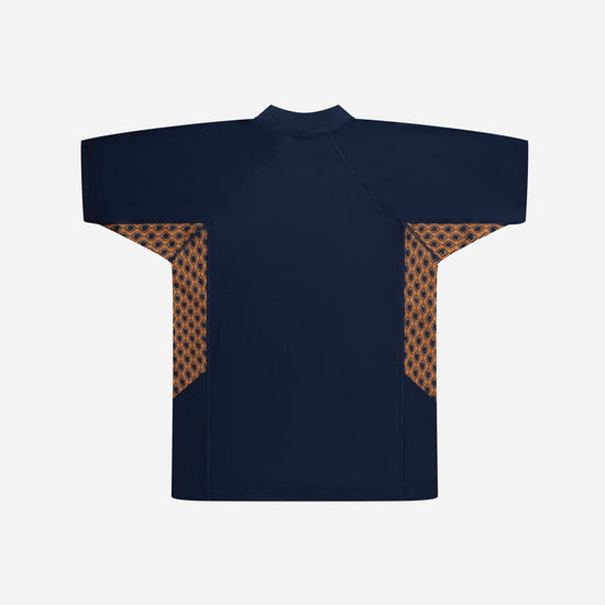 Monogram Rashguard Short Sleeve in Midnight Mirage, back flat lay with print side panels