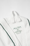AURA Skypool care label on Waffle Robe, 100% cotton, made in UAE