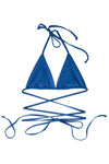 AURA Nomad triangle bikini top in horizon blue with wraparound ties