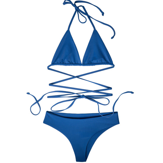 AURA Nomad bikini top and bottom set in horizon blue