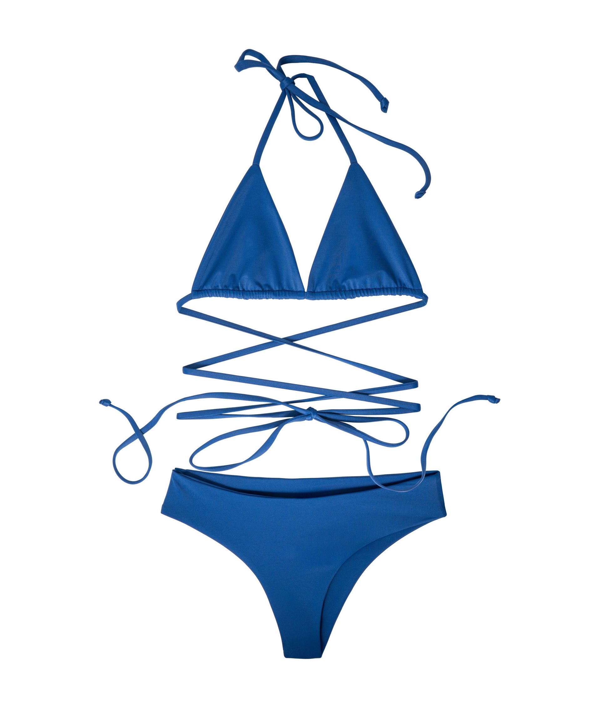 AURA Nomad bikini top and bottom set in horizon blue