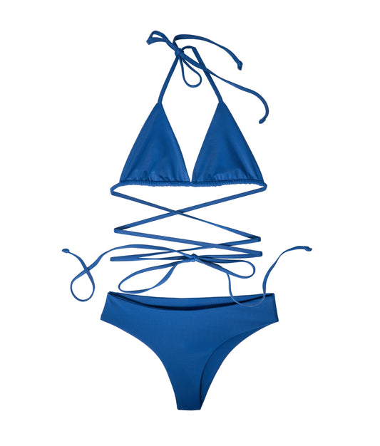 AURA Nomad bikini top and bottom set in horizon blue