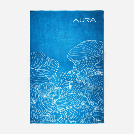 Oversized Beach Towel - Sky Blue Palm Leaf