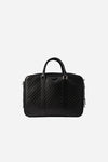 AURA Pinnacle Laptop Case in Black, structured briefcase with embossed monogram leather