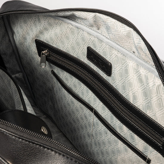 Pinnacle Laptop Case interior zip pocket and slip pocket detail