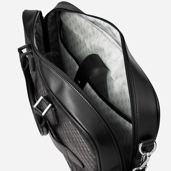 Pinnacle Laptop Case shown open with adjustable webbing shoulder strap