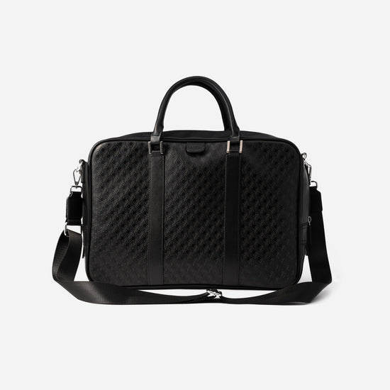 AURA Pinnacle Laptop Case in Black with detachable shoulder strap attached