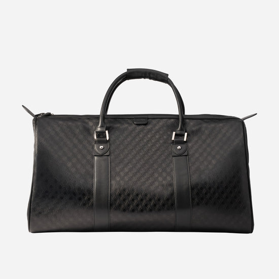 AURA Pinnacle Duffle in monogram black with debossed diamond pattern leather