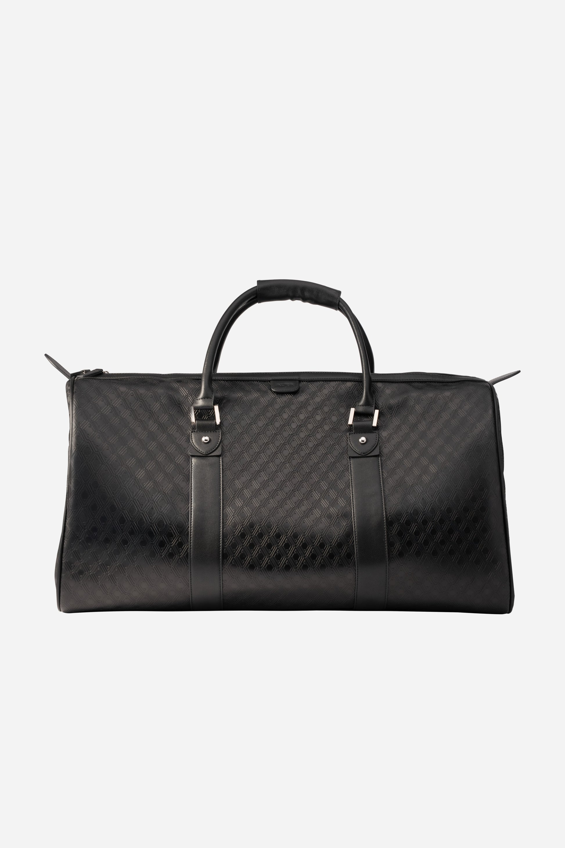 AURA Pinnacle Duffle in monogram black with debossed diamond pattern leather