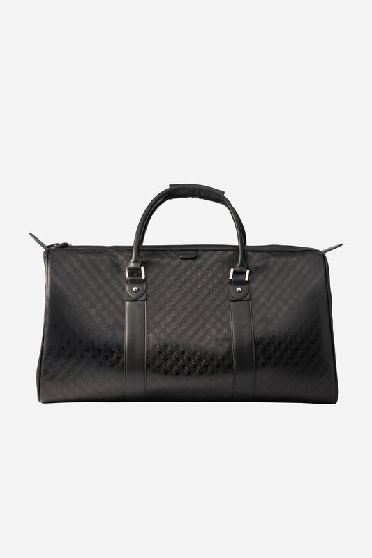 AURA Pinnacle Duffle in monogram black with debossed diamond pattern leather