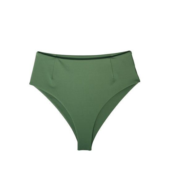 AURA Riviera high-waisted bikini bottom in evergreen swim fabric