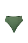 AURA Riviera high-waisted bikini bottom in evergreen swim fabric