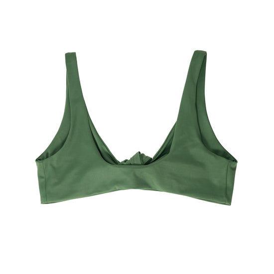Riviera evergreen bikini top back view showing wide supportive straps