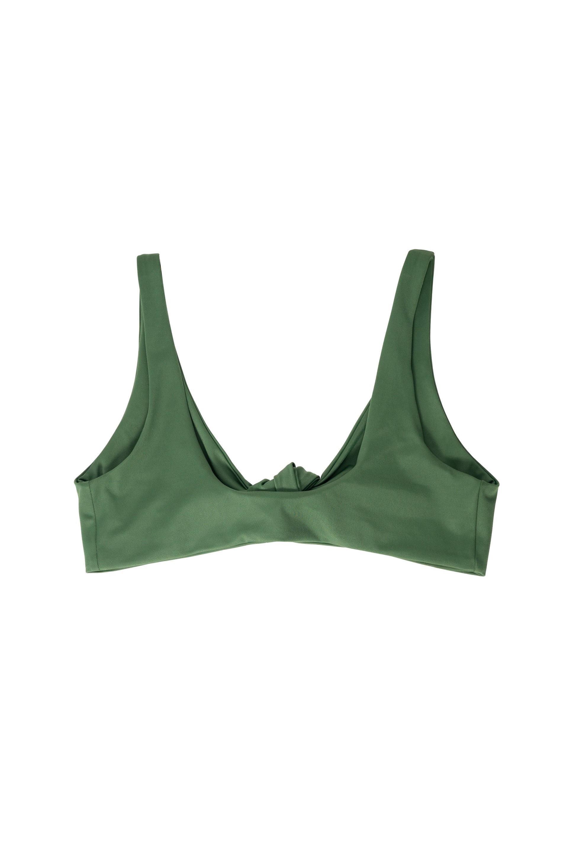 Riviera evergreen bikini top back view showing wide supportive straps