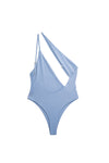 Sirene luma blue swimsuit side view showing adjustable strap hardware