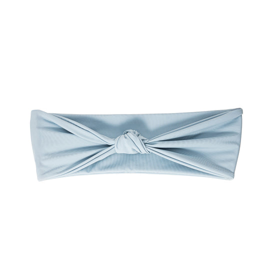 AURA Solstice bandeau bikini top in pale azure blue, strapless silhouette