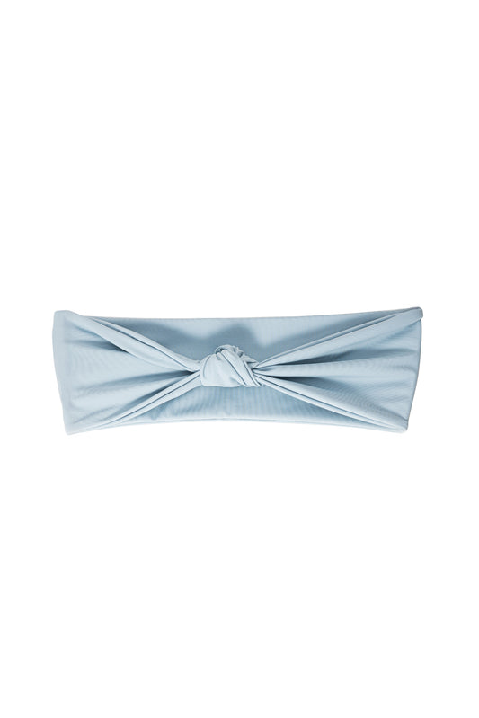AURA Solstice bandeau bikini top in pale azure blue, strapless silhouette