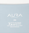 AURA Skypool care label on Solstice bikini top, 80% nylon 20% spandex, made in Indonesia