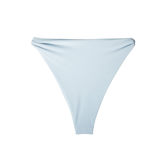 Solstice pale azure blue bikini bottom front view, high-cut leg