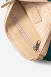 Travel Pouch in Marine, interior open with nude lining and blush zip